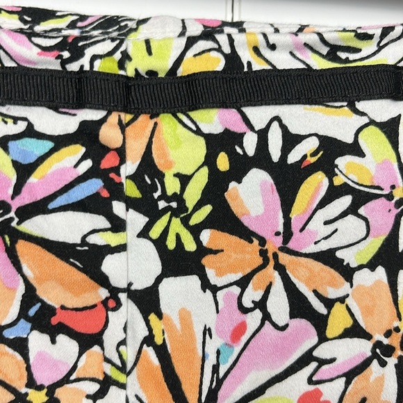 Talbots Womens Pants 12 Black Pink Side Zip Floral Straight Leg Bright Cheerful - Picture 2 of 10